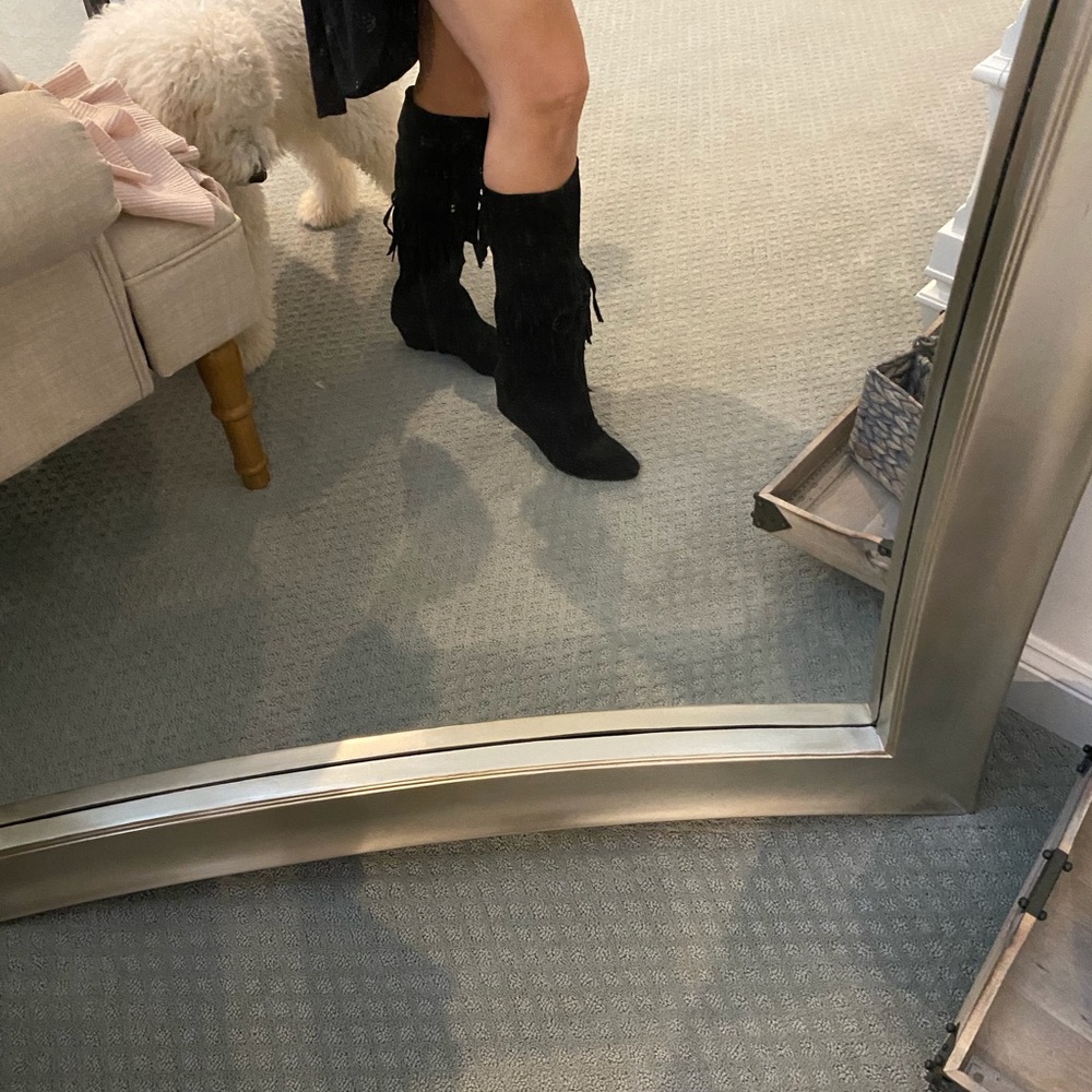 Nine West suede fringe black boots